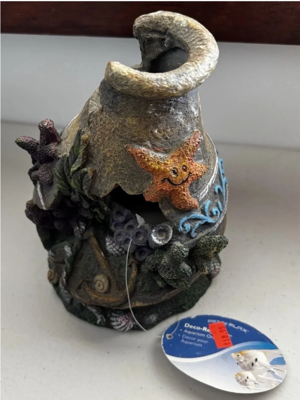 Aquarium Starfish Shipwreck Ornament - Orange/Gray